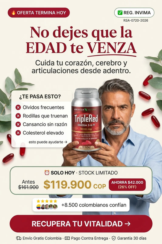 TripleRed® Omega 3-6-9 | Apoyo Natural para Corazón, Mente y Articulaciones | 60 Cápsulas